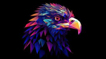 Vibrant NeonStyle Cartoon of a Filipino Eagle in Geometric Polygon Design photo