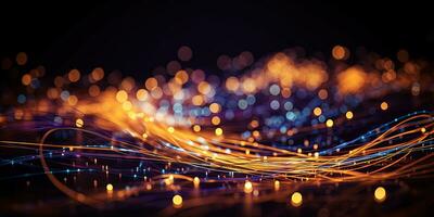 Abstract Fiber Optic Light Lines Background in Light Orange Style photo