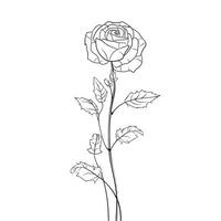 Minimalist Black Linear Design of Rose Flower in Continuous Line Art Drawing Style photo