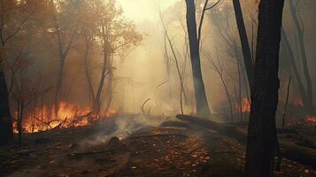 Devastating Forest Fire Consuming Trees photo