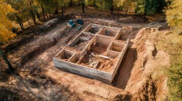 Aerial View of a Large House Foundation photo