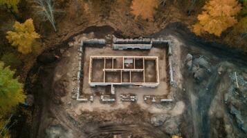 Aerial View of a Large House Foundation photo