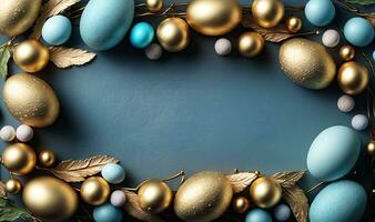 Ethereal Easter Egg Background with Copy Space photo