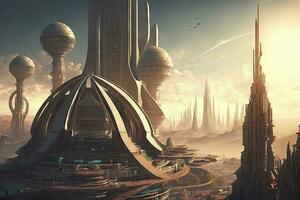 Futuristic Cityscape at Different Scales photo