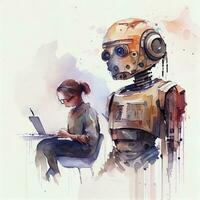 Intelligent Chatbot Assistant in Watercolor Style photo