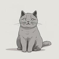 Fluffy Cat Sitting Upright A Simple Illustration photo