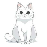 Fluffy Cat Sitting Upright A Simple Illustration photo