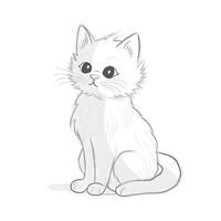 Fluffy Feline A Simple Illustration of a Cute Cat Sitting Upright photo