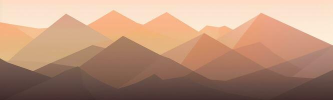 Pastel Gradient Geometric Polygonal Mountains and Beach with Sun Wallpaper photo