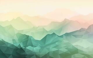 Pastel Gradient Geometric Mountain Landscape with Sun photo
