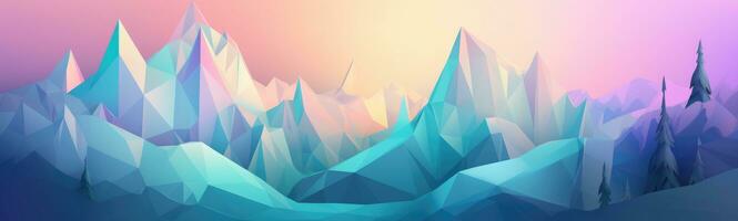 Pastel Gradient Geometric Mountain Range with Sun photo