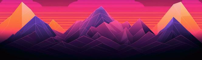 Pastel Gradient Geometric Mountain Landscape with Sun photo