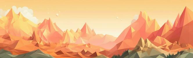 Pastel Gradient Geometric Mountain Range with Sun photo