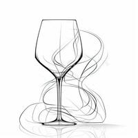 Minimalist Line Art Drawing of a Wine Glass on White Background photo