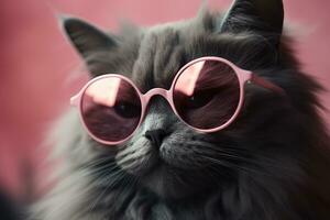 atractivo rosado gato con en forma de corazon Gafas de sol Perfecto para san valentin día saludos foto