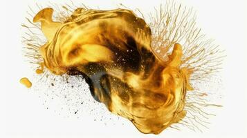 Abstract Gold Watercolor Stain on Transparent Background photo