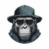 Cool Gorilla in Streetwear with Sunglasses and Hat photo