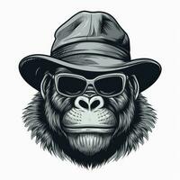 Cool Gorilla in Streetwear with Sunglasses and Hat photo