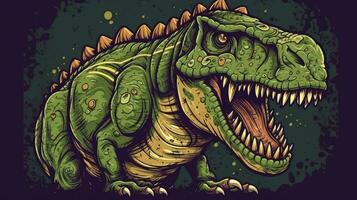 simpático verde tiranosaurio rex dibujos animados personaje foto