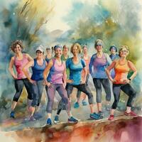 Unleashed Watercolors A Vibrant Group Exercise Picture for Your Websites Home Page photo