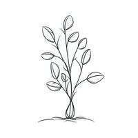 Continuous Line Drawing of a Growing Plant with Simple Linear Style photo