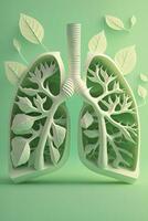 Fresh and Healthy Lungs on a Light Green Background photo