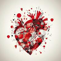 Stylized Heart Design with Arrows Cracks and Blockages for Heart Disease Awareness photo