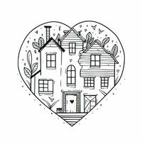 Continuous Line Drawing of a Heartwarming Home photo