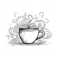 Savor the Aroma of Love with a Hot Coffee Cup in Linear Drawing Style photo