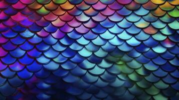 Trendy Holographic Mermaid Scales Background with Neon Lights photo