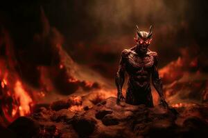 Journey to the Underworld A HyperRealistic Illustration of the Devil in Hell photo