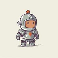 Minimalist Digital Art of a Cute Baby Character in Full Body Armor with a Happy Face photo