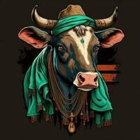 gángster vaca vistiendo camiseta con actitud foto