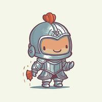 Minimalist Digital Art of a Cute Baby Character in Full Body Armor with a Happy Face photo