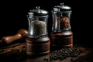 Spice up your kitchen with isolated pepper and salt grinders photo