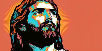 Colorful Pop Art Illustration of Jesus Christ photo