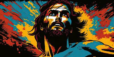 Colorful Pop Art Illustration of Jesus Christ photo
