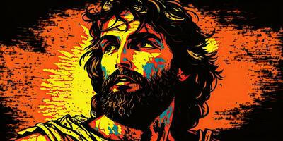 Colorful Pop Art Illustration of Jesus Christ photo