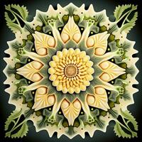 Vibrant Botanical Kaleidoscope Seamless Tile Pattern photo