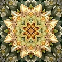 Vibrant Botanical Kaleidoscope Seamless Tile Pattern photo