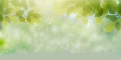 calmante verde antecedentes con hojas y suave bokeh ligero foto