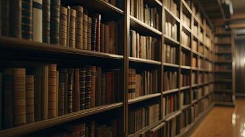 A Full Bookshelf in a Library Organized and Ready for Readers photo