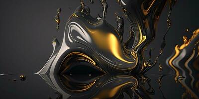 Luxurious Black Marble with Golden Textures and Fluid Patterns photo