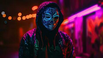 The Faceless Wonder A Surreal Neon Tattoo with Ultra Details and Colorful Lighting photo