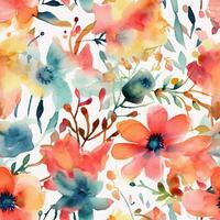 Vibrant Watercolor Floral Pattern for Invitations and Stationery photo