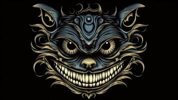 Mysterious Cheshire Cat Grinning in the Dark photo