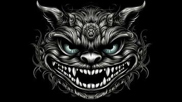 Cheshire Cat Grinning in the Dark for Halloween Party Invitation photo