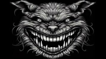 Cheshire Cat Grinning in the Dark for Halloween Party Invitation or Flyer photo