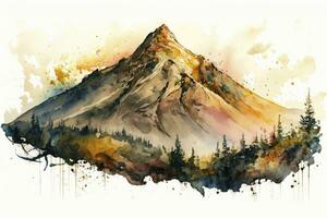 Majestic Mountain Landscape in Watercolor photo