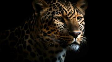 majestuoso leopardo curioso intensamente en el oscuro depredador serie foto